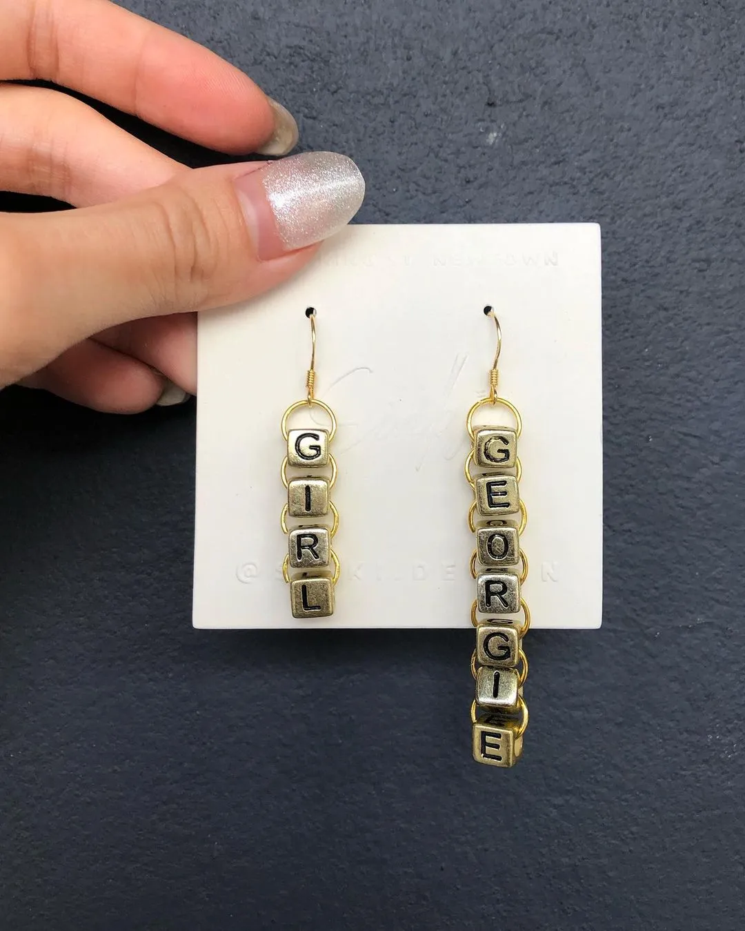 Customise Letters Name Gold Alphabet Dangling Earrings