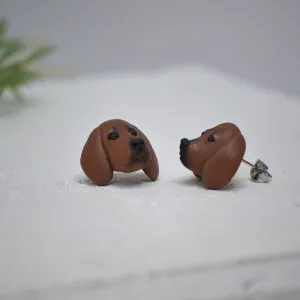 Dachshund earrings - handmade polymer clay sausage dog studs