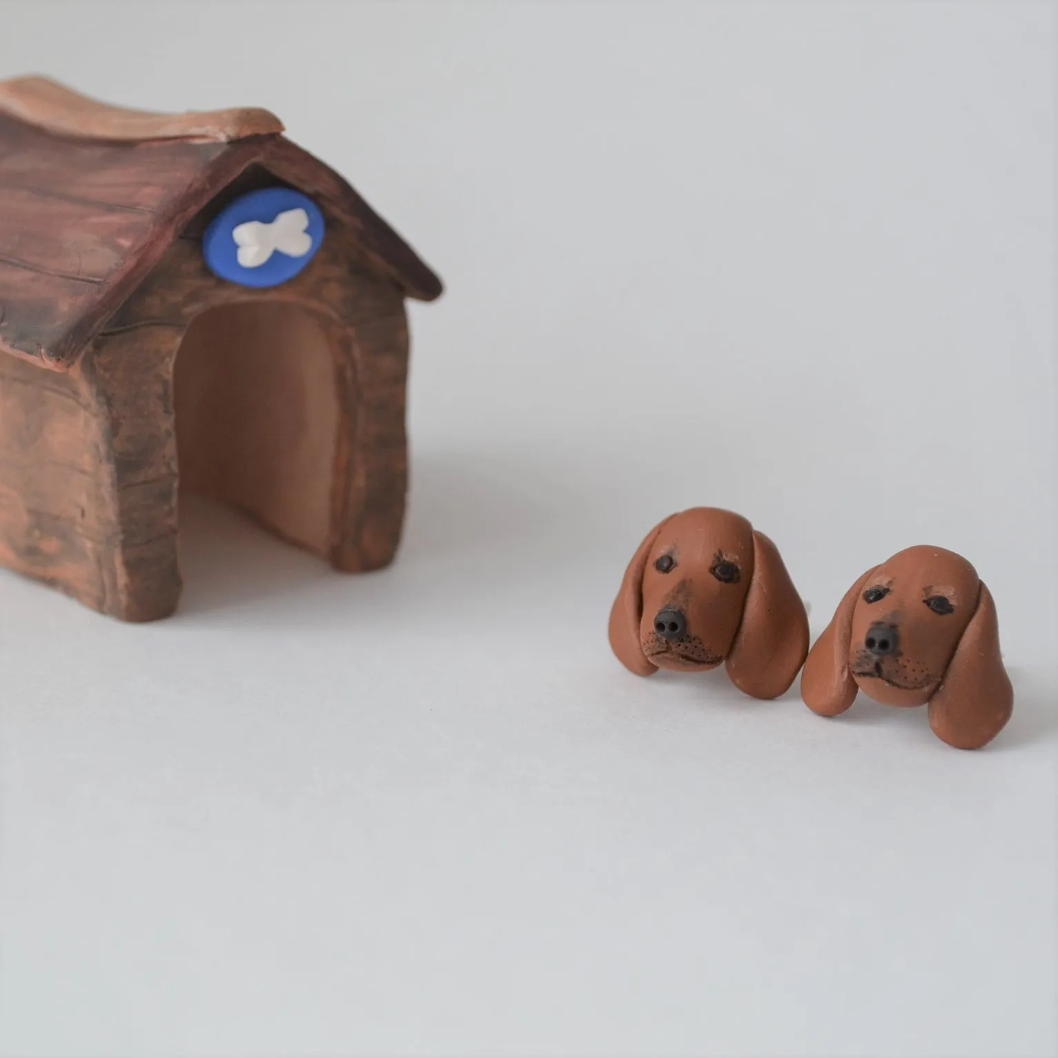 Dachshund earrings - handmade polymer clay sausage dog studs