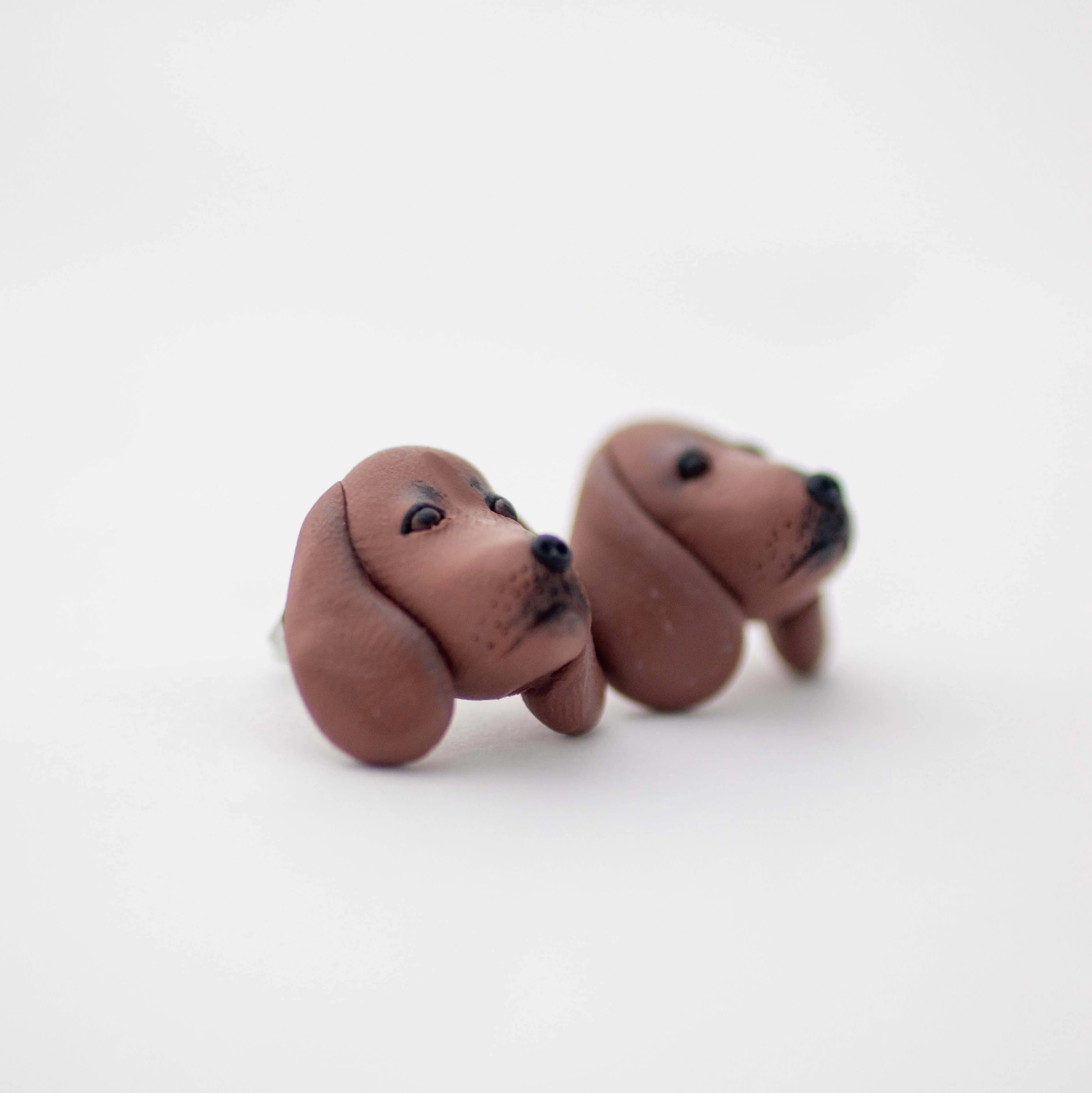 Dachshund earrings - handmade polymer clay sausage dog studs