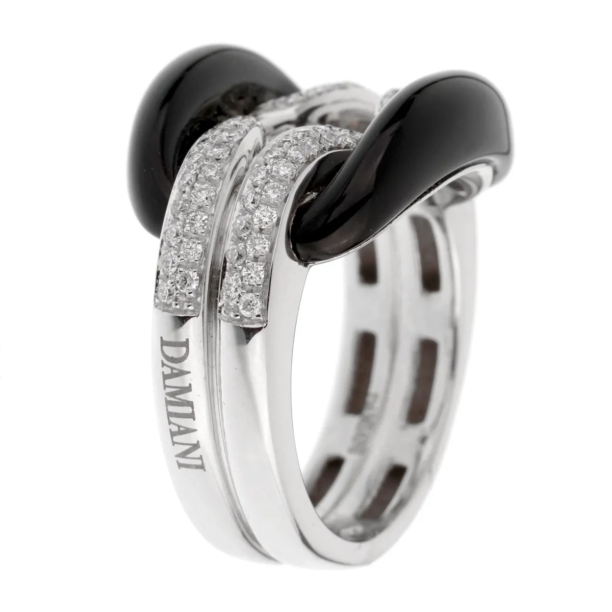 Damiani Lace White Gold Diamond Onyx Ring