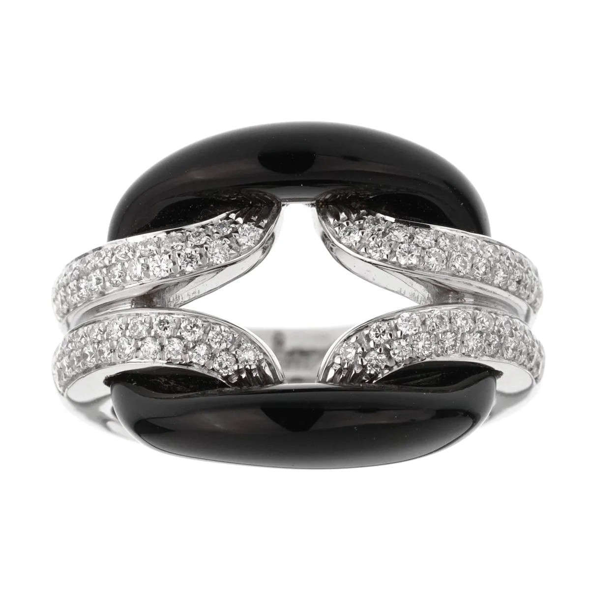 Damiani Lace White Gold Diamond Onyx Ring