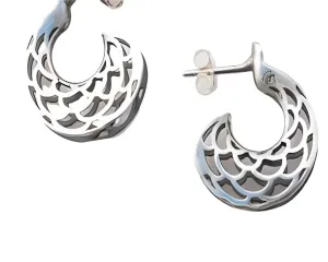 Diabolo Sterling Silver Small White Lacquer Earrings