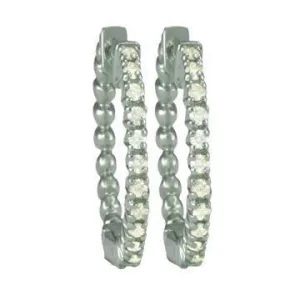 Diamond Hoop Earrings in 14k white gold with 22 round brilliant diamonds