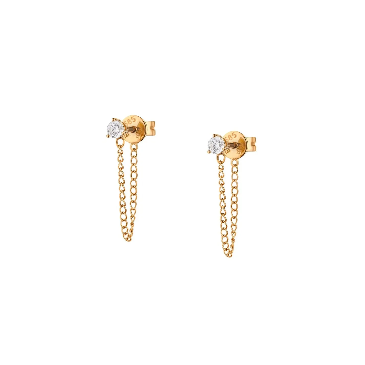 DIAMOND STUD CHAIN EARRINGS