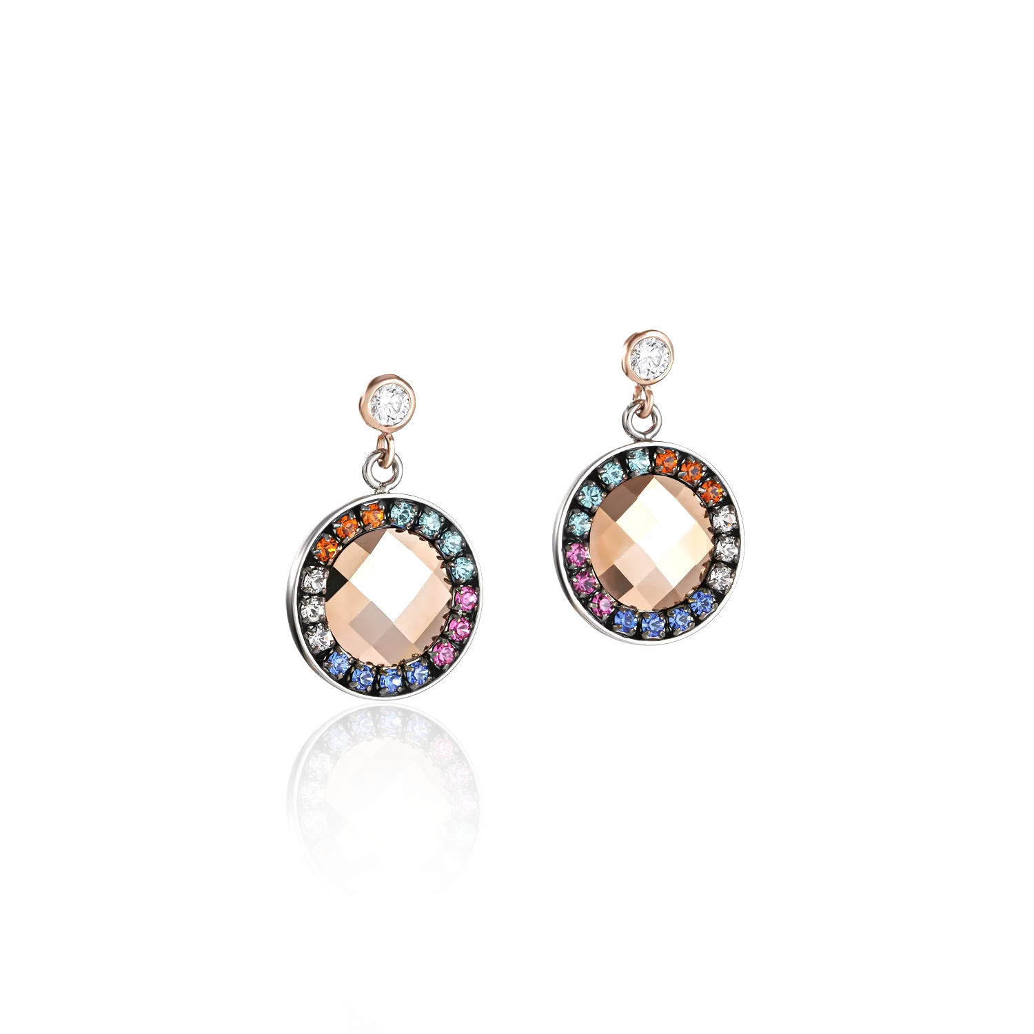 Earrings Amulet Crystals & mesh multicolour