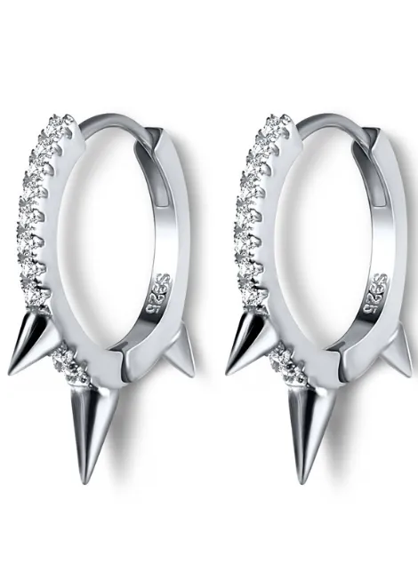 Earrings | Pavé Mini Rivet Huggies Petite | 925 Sterling Silver