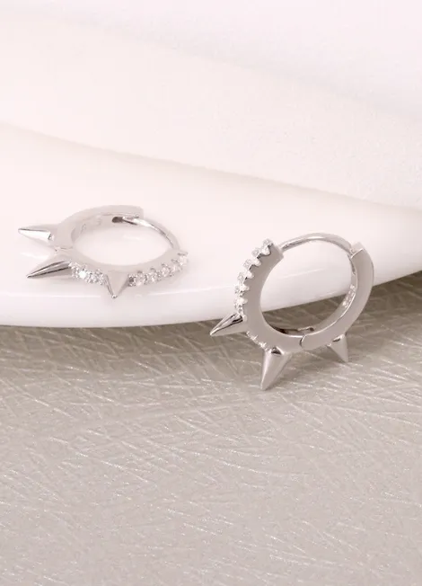 Earrings | Pavé Mini Rivet Huggies Petite | 925 Sterling Silver