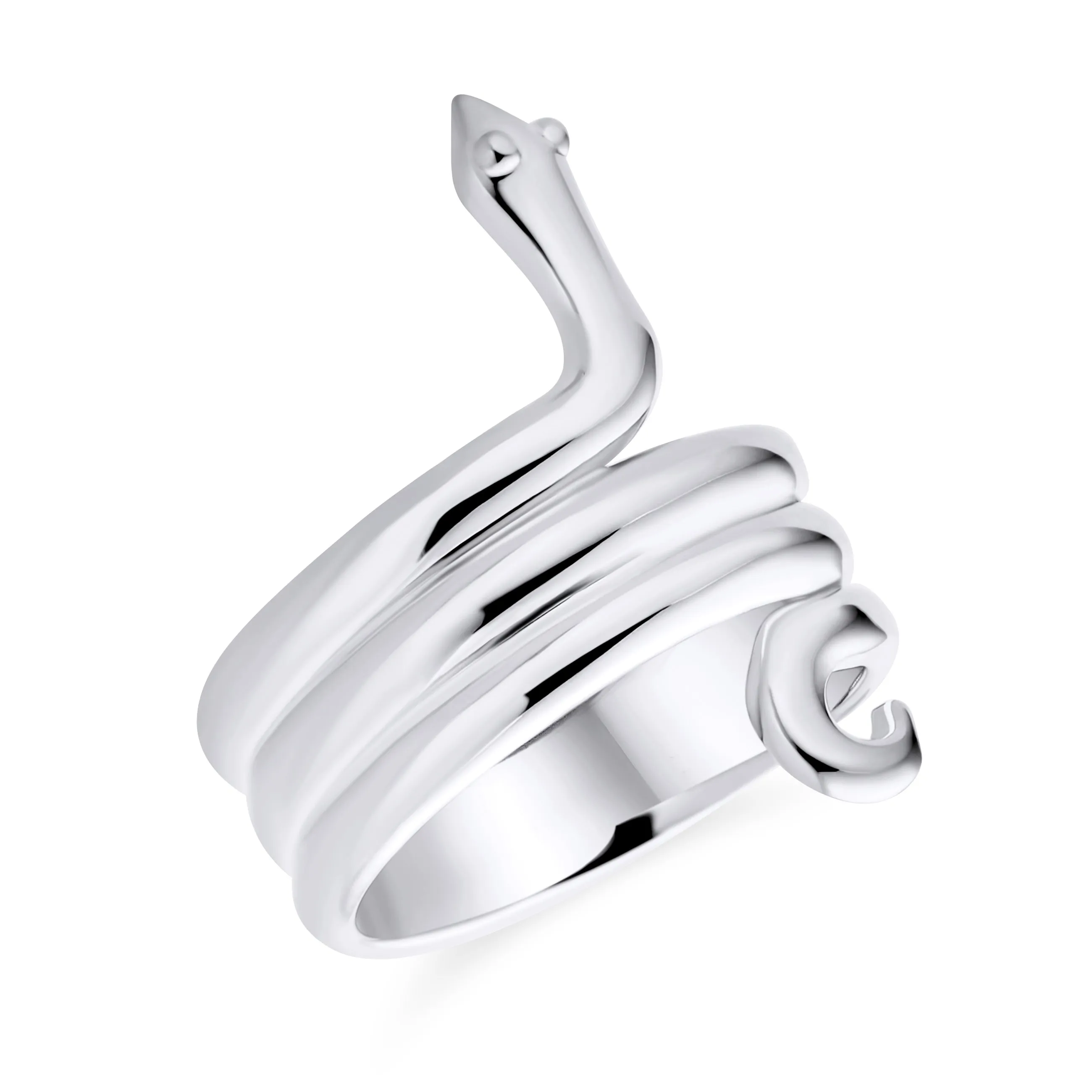 Egyptian Serpent Snake Silver Ring Band for Garden Animal Pet Reptile Lovers