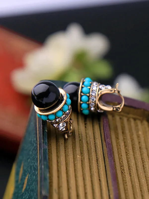 Elegant Blue Bead Earrings