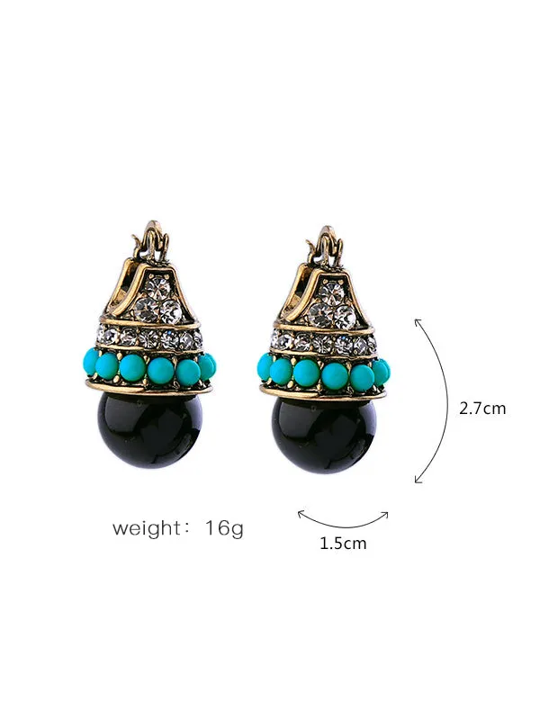 Elegant Blue Bead Earrings