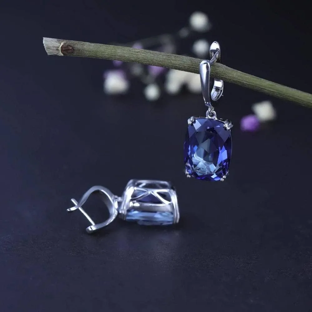 Elegant Blue Mystic Quartz Drop Earrings