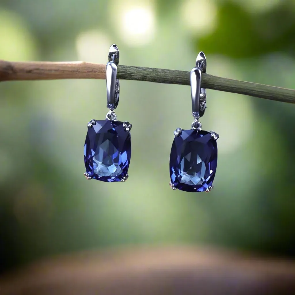 Elegant Blue Mystic Quartz Drop Earrings