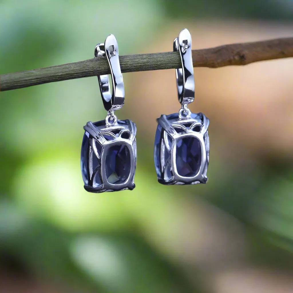 Elegant Blue Mystic Quartz Drop Earrings