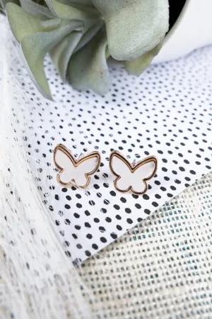 Elegant Goldtone and Brushed Silvertone Butterfly Earrings