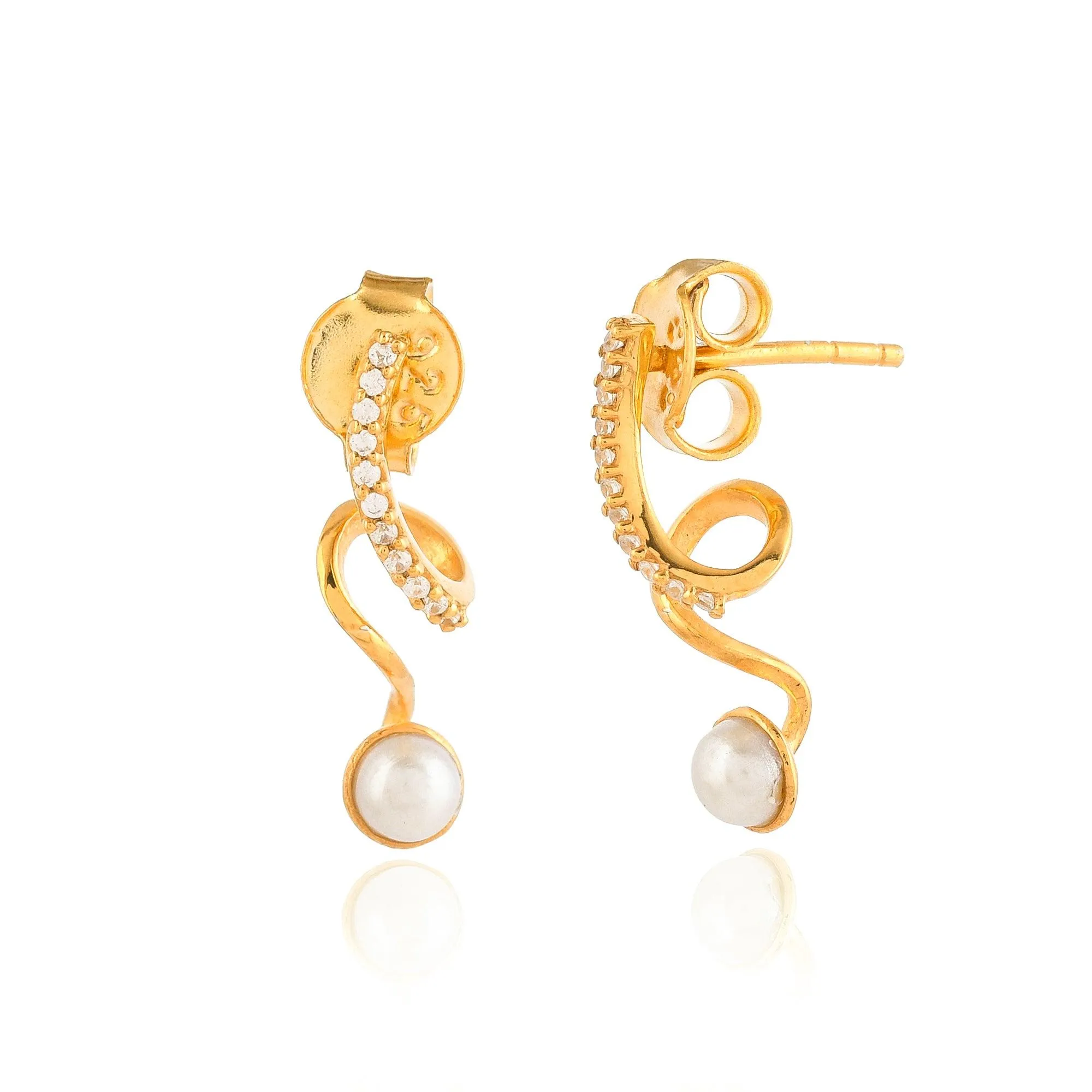 Elegant Pearl Silver Earrings - From Purl