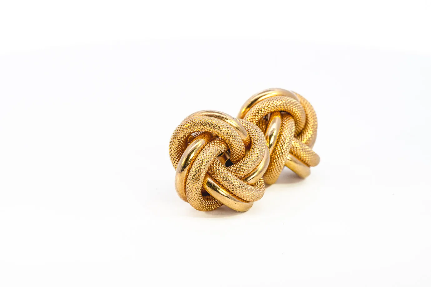 Elegant Yellow Gold Knot Style Earrings