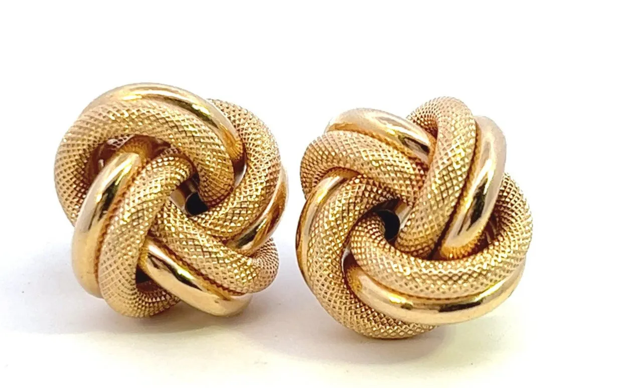 Elegant Yellow Gold Knot Style Earrings