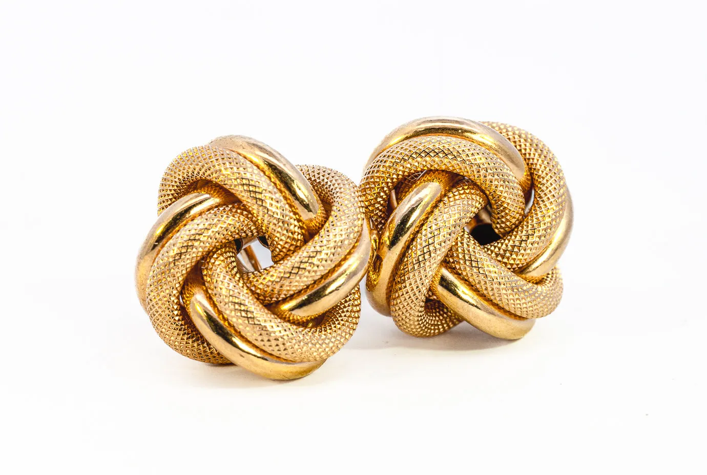 Elegant Yellow Gold Knot Style Earrings