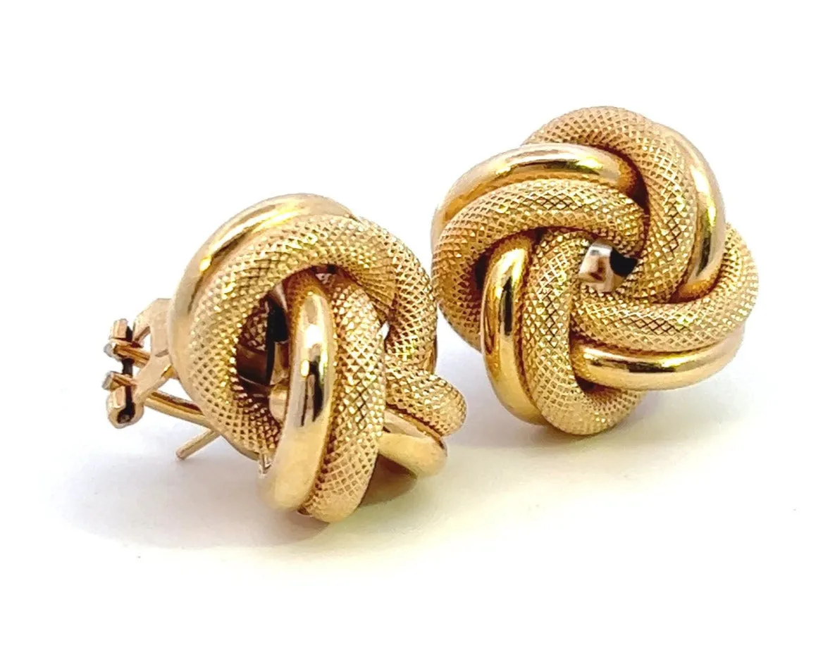 Elegant Yellow Gold Knot Style Earrings