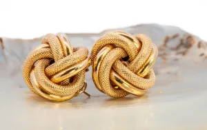 Elegant Yellow Gold Knot Style Earrings