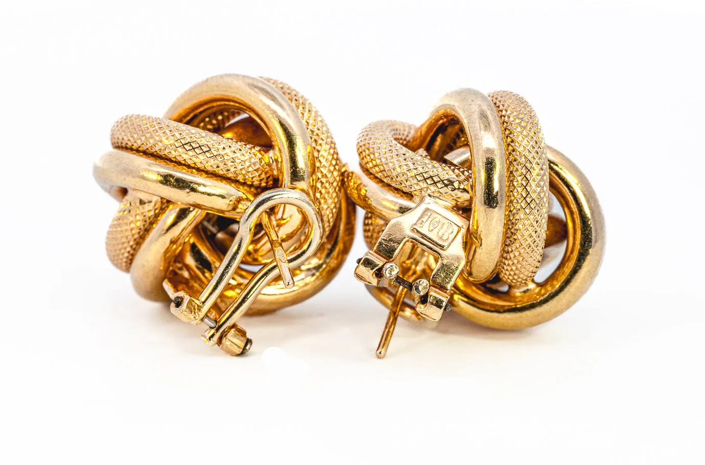 Elegant Yellow Gold Knot Style Earrings