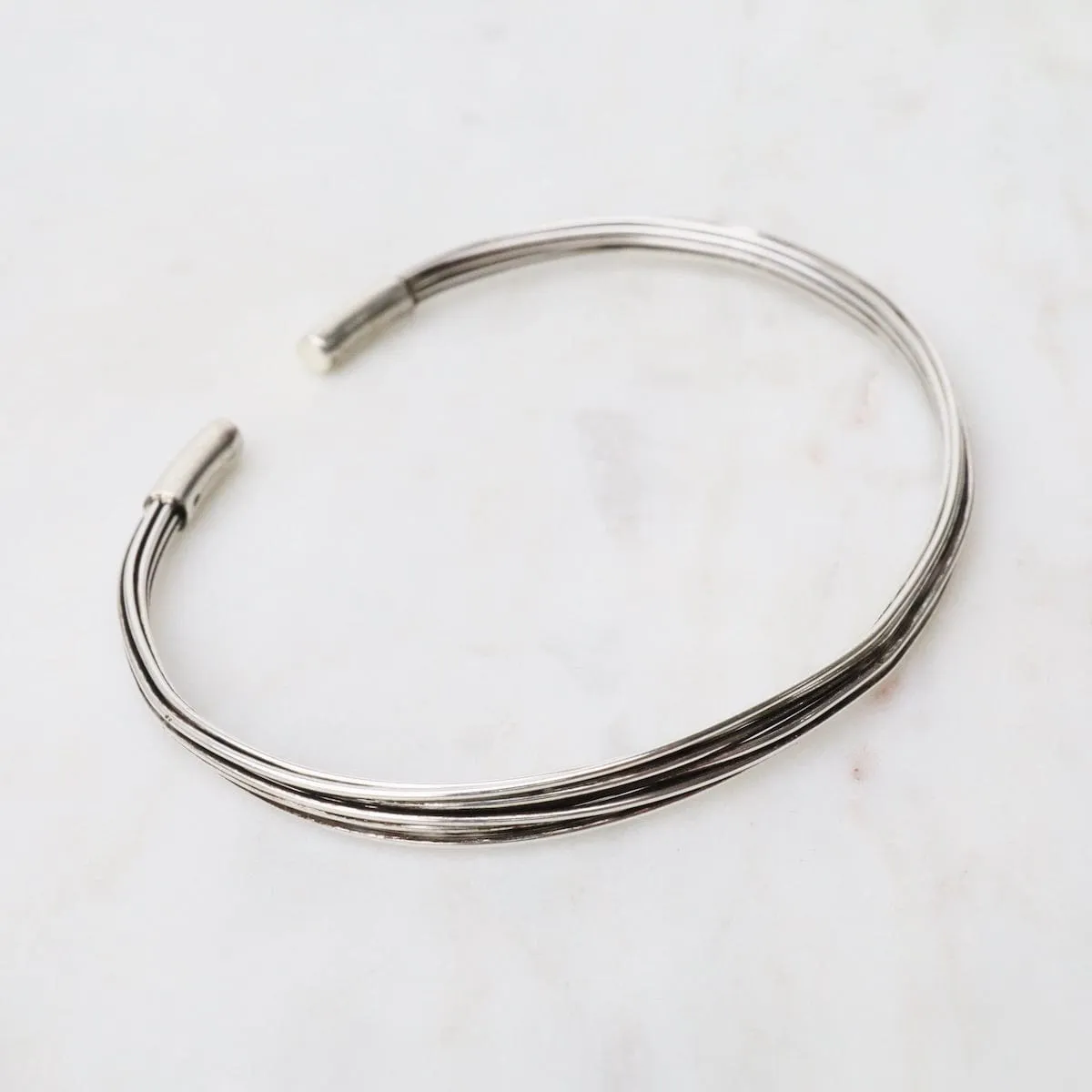 Elephant Hair Inspired Cuff - Oxidized Sterling Silver - 10 Lines