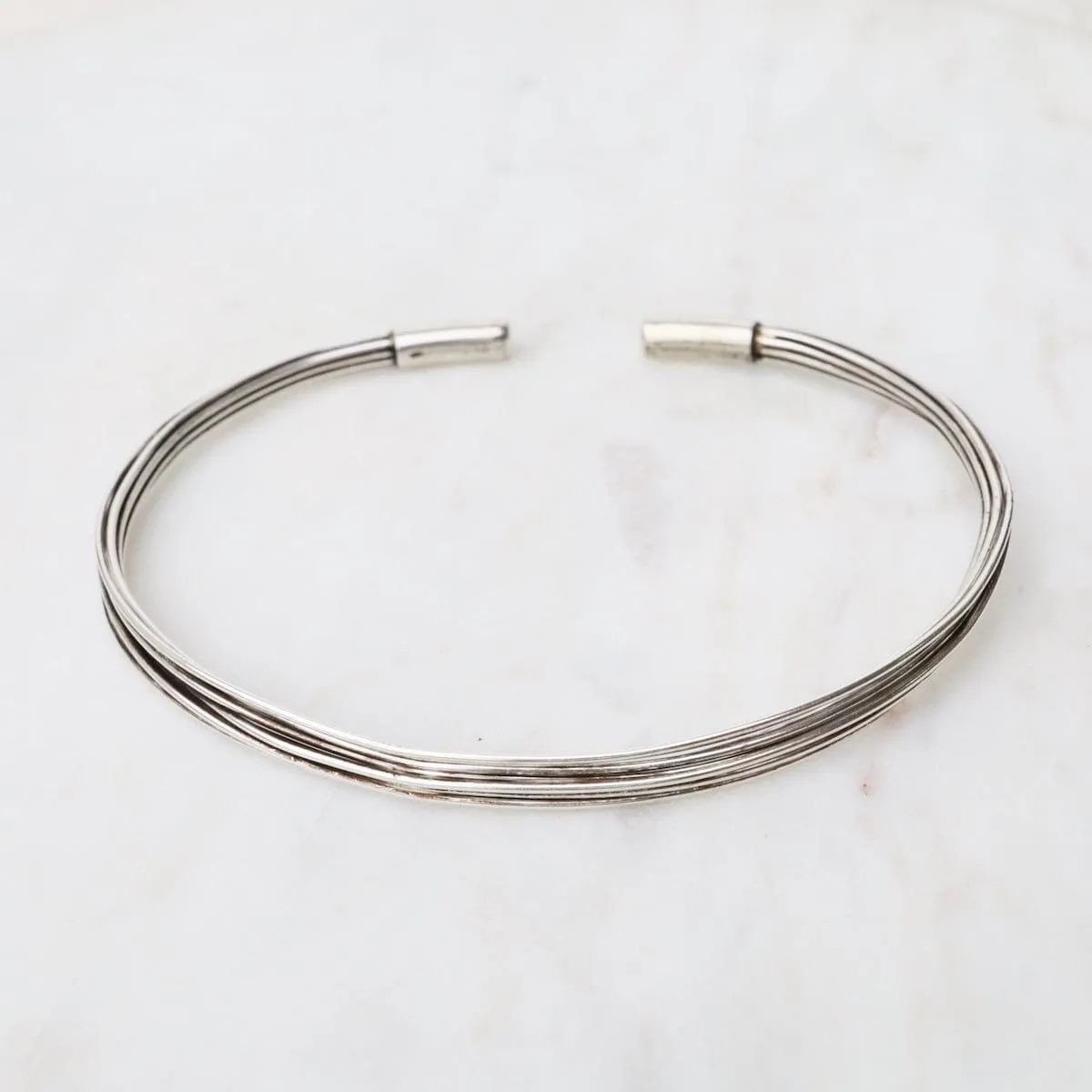 Elephant Hair Inspired Cuff - Oxidized Sterling Silver - 10 Lines