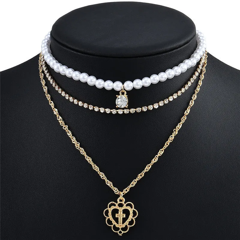 Fashion Creative Hollow Love Cross Necklace