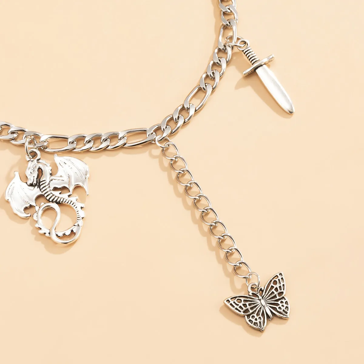 Fashion Creative Tassel Dragon-shaped Butterfly Necklace