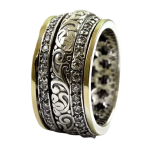 Fidget rings for women flowers design. Israeli Meditation Ring.