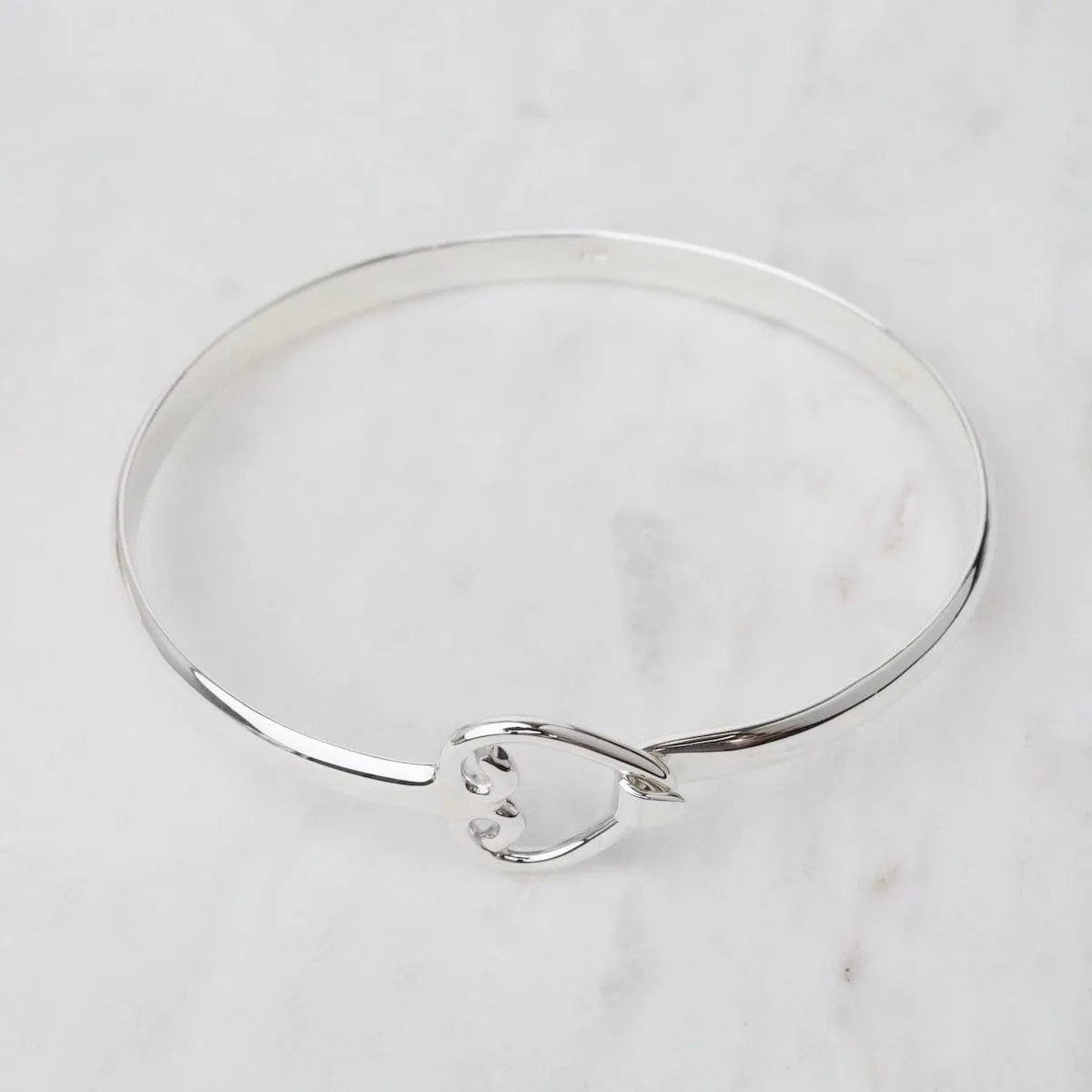 Front Latching Bangle with Heart in Front