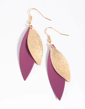 Fuchsia Textured Petal Drop Earrings