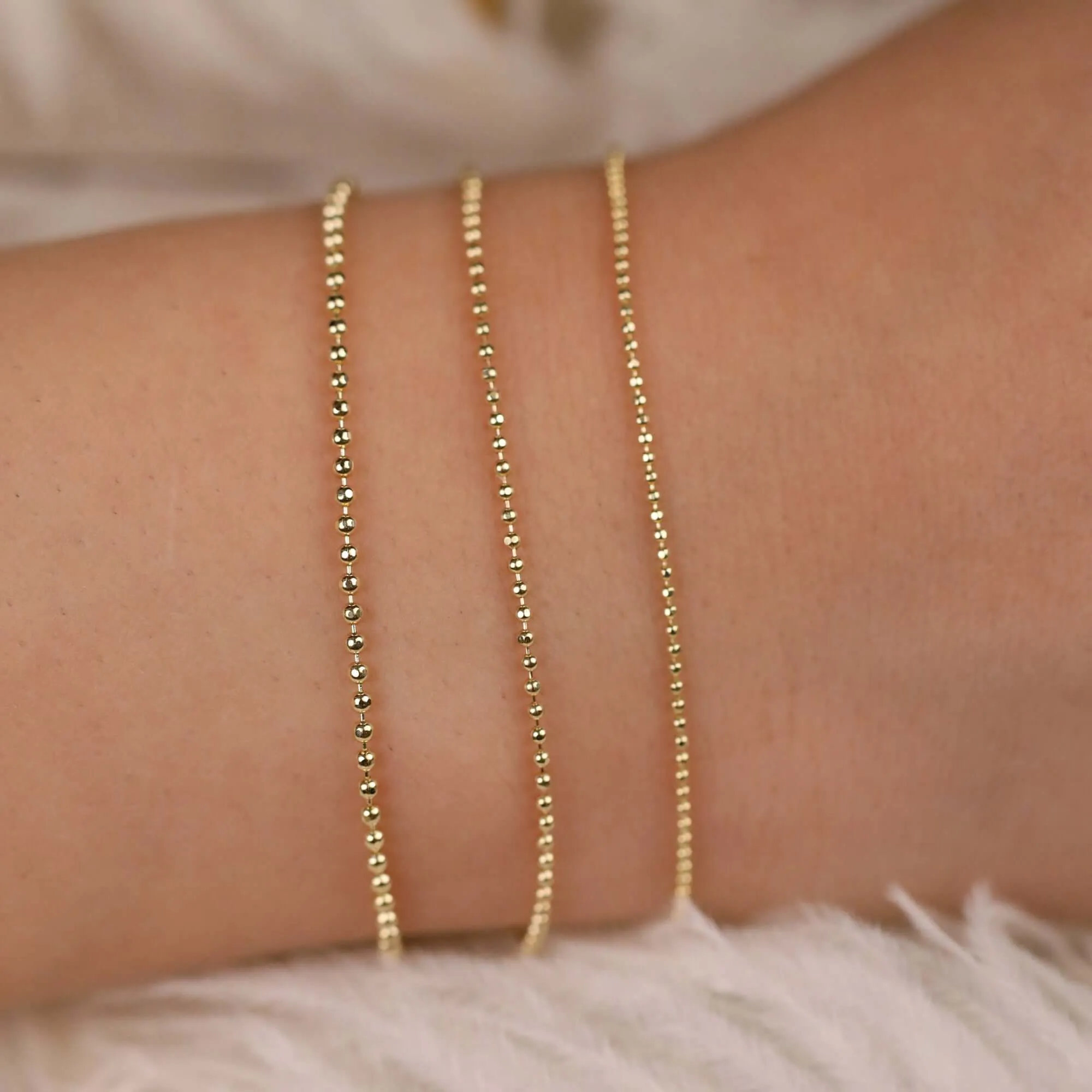 Gold Beaded Chain Bracelet, Selena