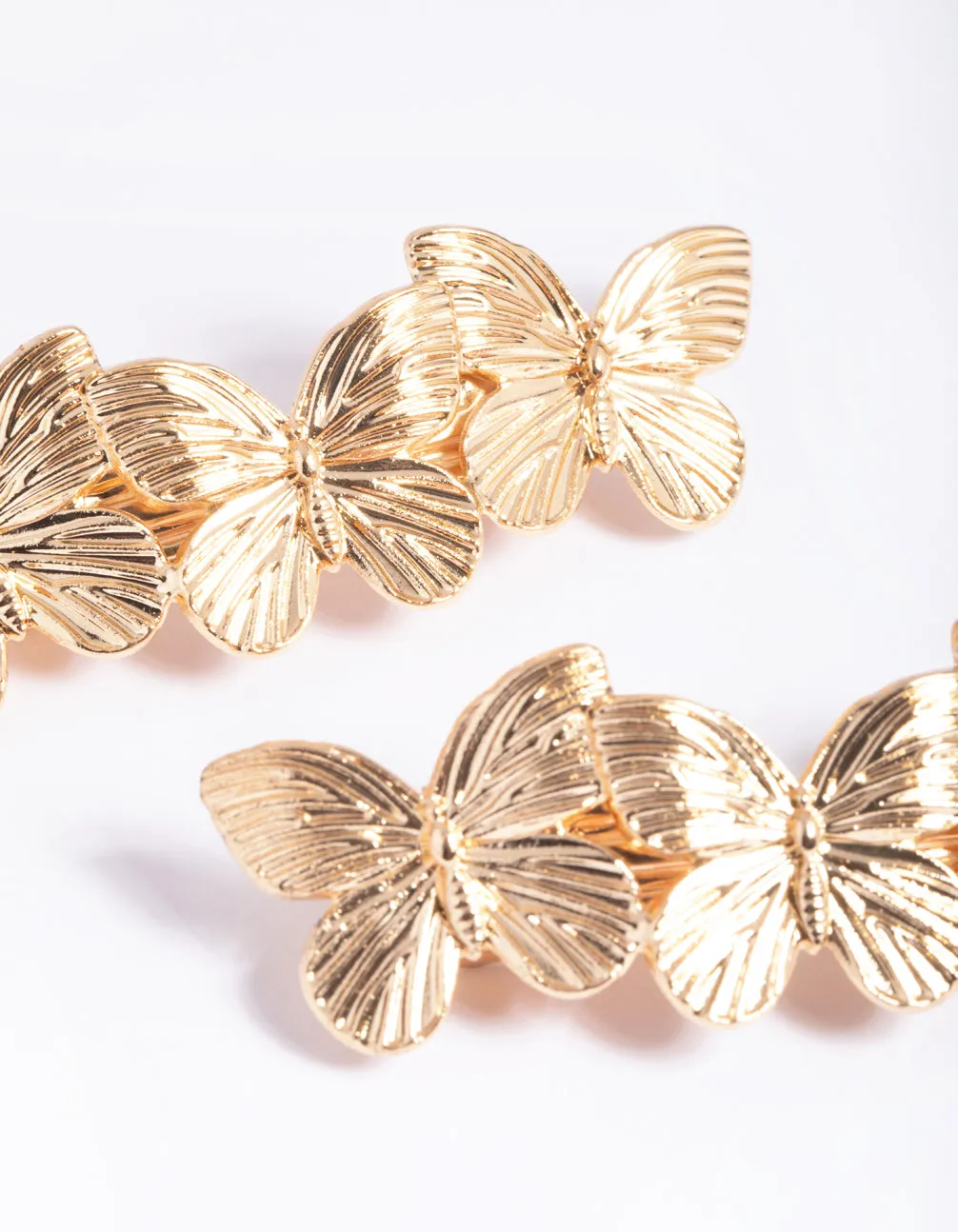 Gold Butterfly Barette Clips