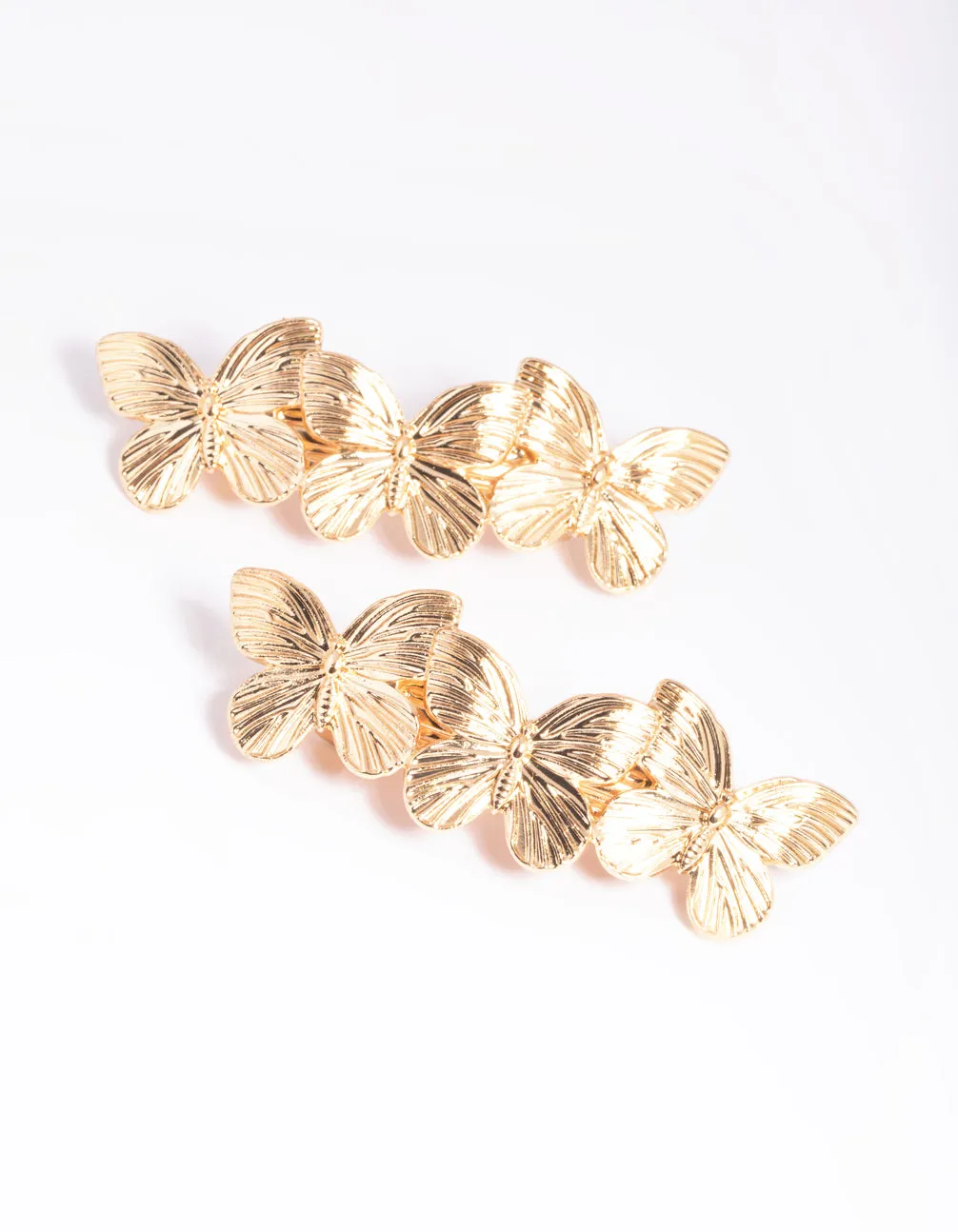 Gold Butterfly Barette Clips