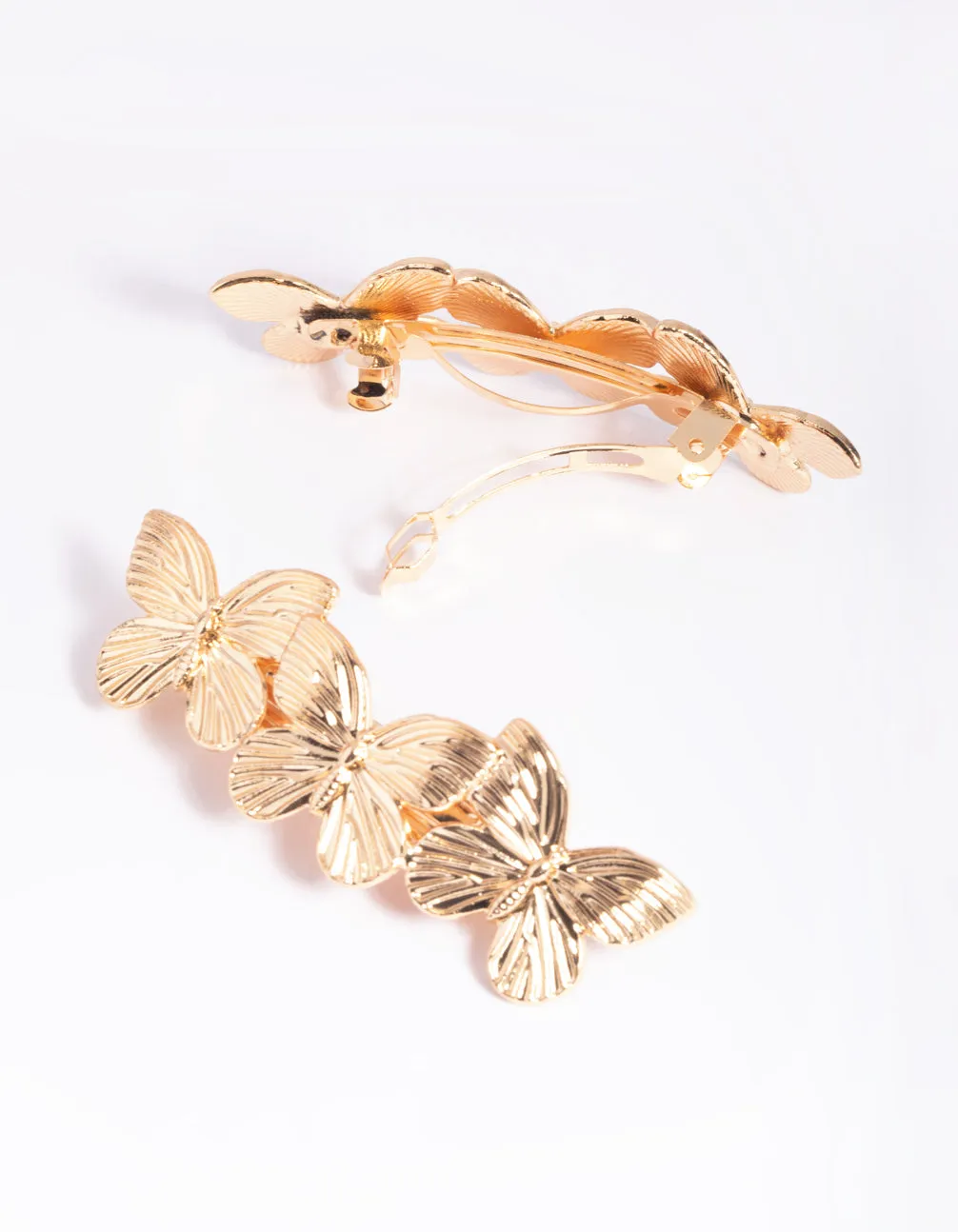 Gold Butterfly Barette Clips