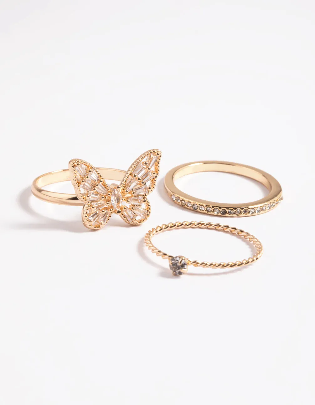 Gold Butterfly Ring Pack