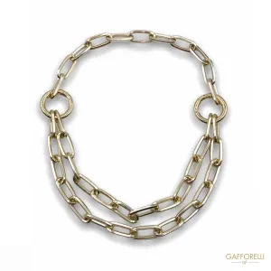 Gold-colored Steel Chain Necklace with Clasp and Ring Detail Gold 01 - Gafforelli Srl