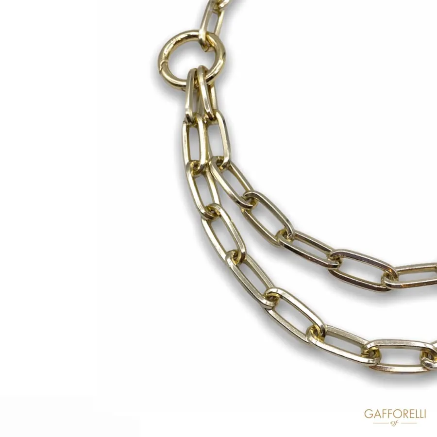 Gold-colored Steel Chain Necklace with Clasp and Ring Detail Gold 01 - Gafforelli Srl