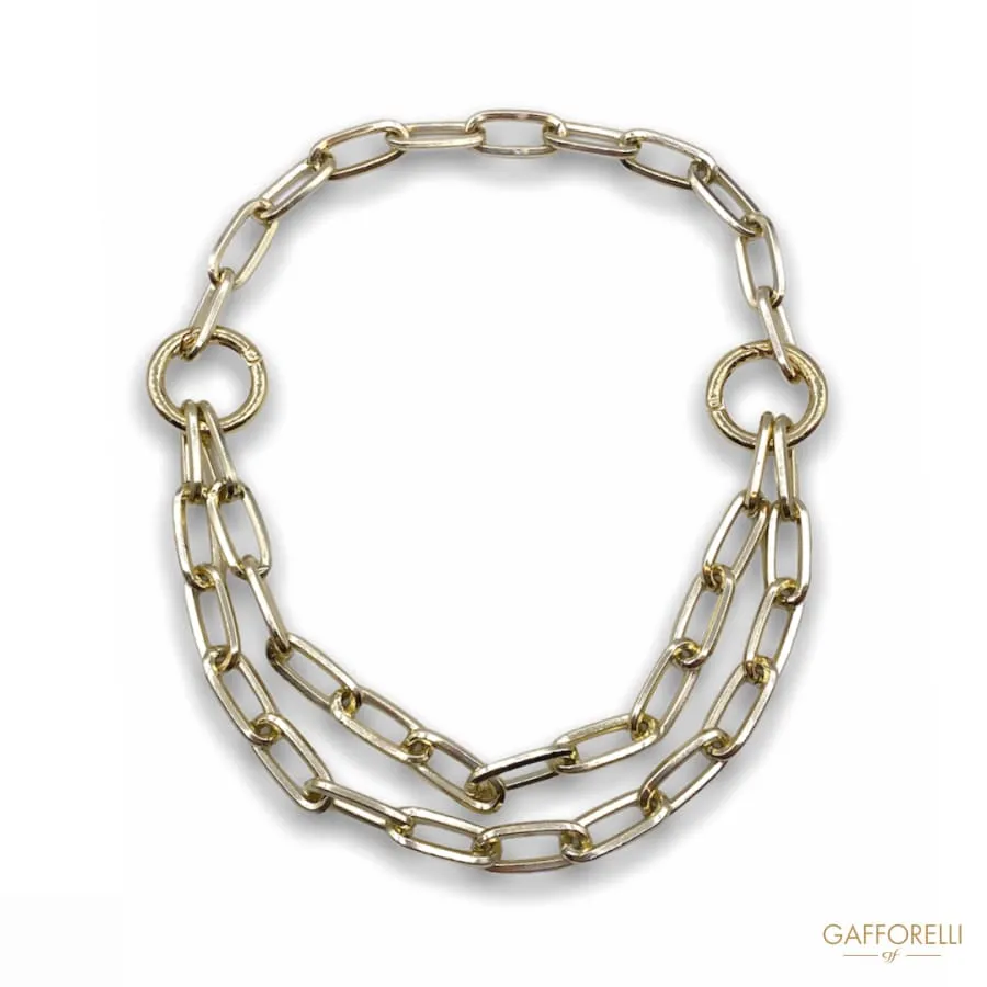 Gold-colored Steel Chain Necklace with Clasp and Ring Detail Gold 01 - Gafforelli Srl