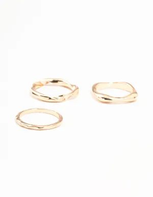 Gold Irregular Shaped Rings 3-Pack