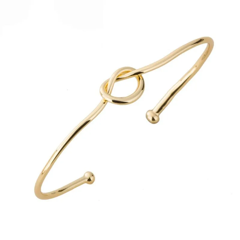 Gold Love Knot Bangle Bracelet Simple Knot Bangle Cuffs for Women Stretch Bracelet Bangles Gift