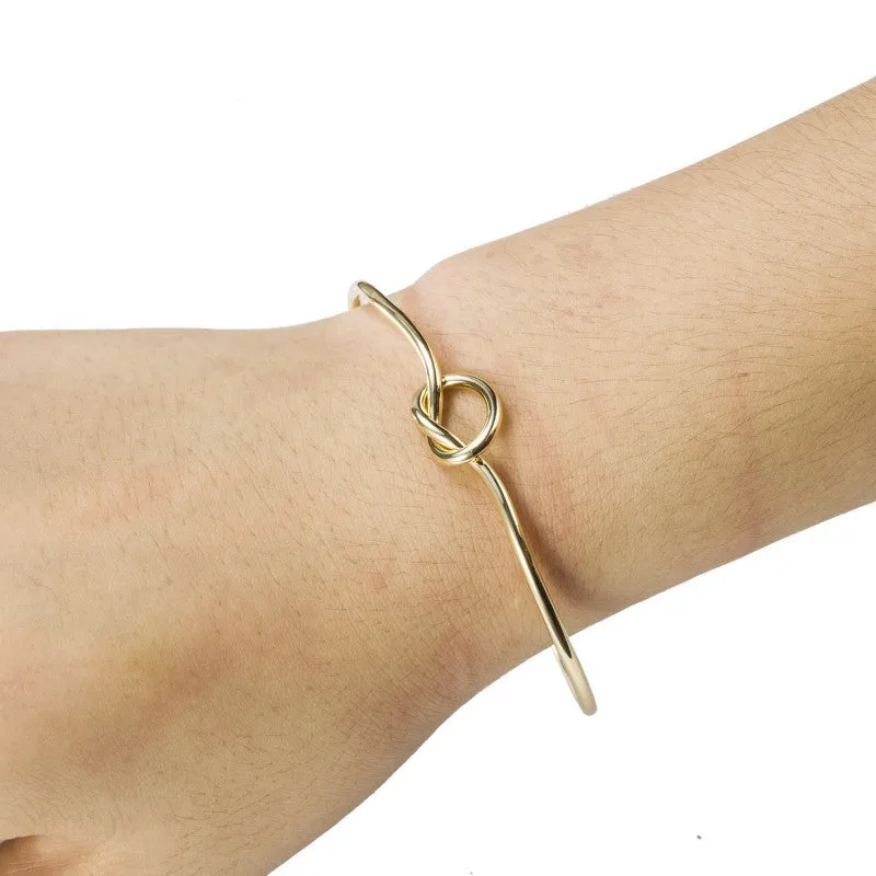 Gold Love Knot Bangle Bracelet Simple Knot Bangle Cuffs for Women Stretch Bracelet Bangles Gift