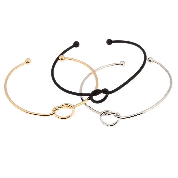 Gold Love Knot Bangle Bracelet Simple Knot Bangle Cuffs for Women Stretch Bracelet Bangles Gift