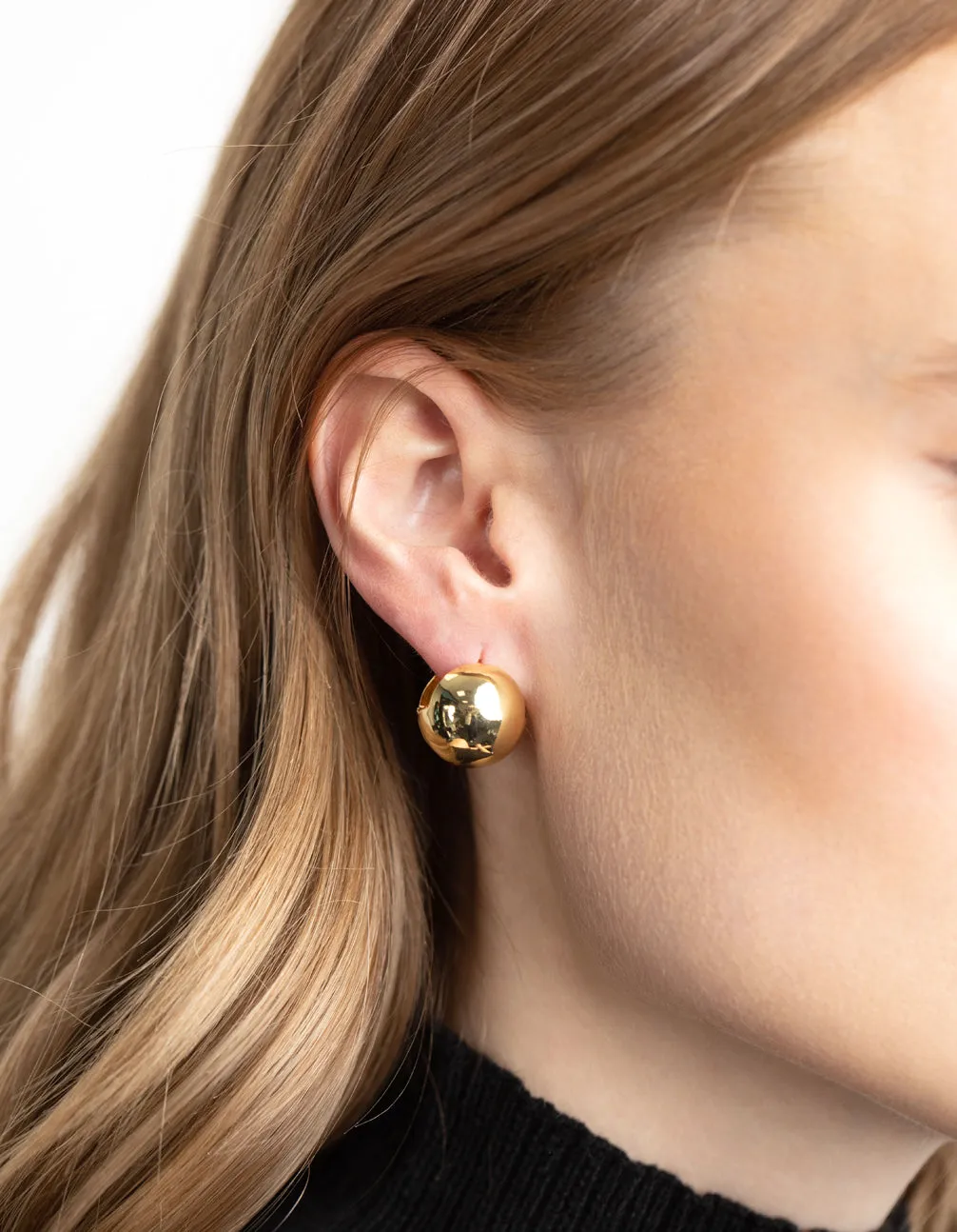 Gold Plated Statement Ball Stud Earrings