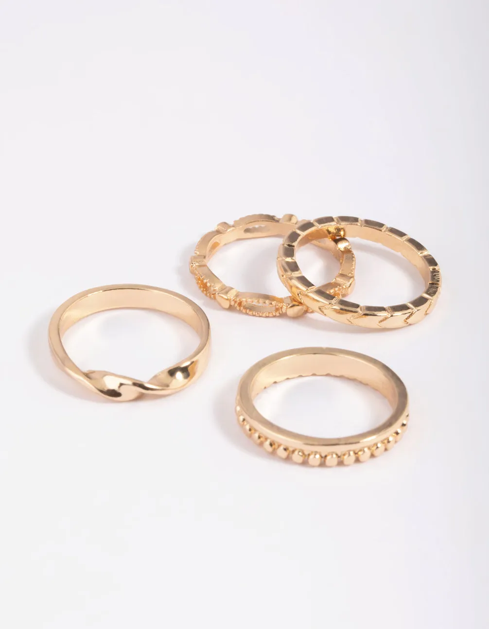 Gold Textured Ring Stack 4-Pack