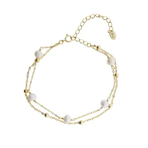 Gold Vermeil Double Strand Bracelet with Freshwater Pearls