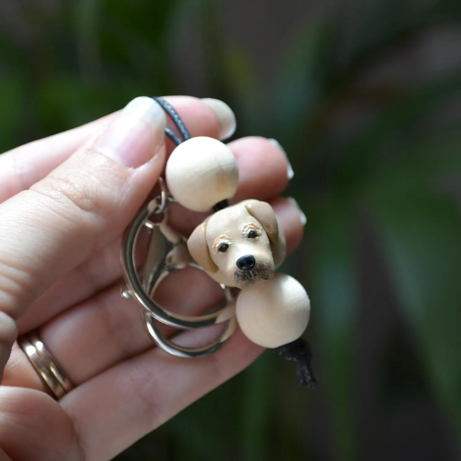 Golden retriever keyring - handmade polymer clay yellow lab dog keychain