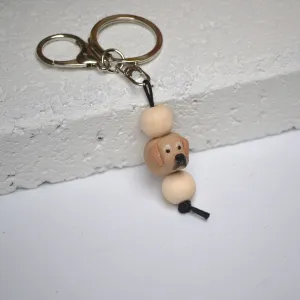 Golden retriever keyring - handmade polymer clay yellow lab dog keychain